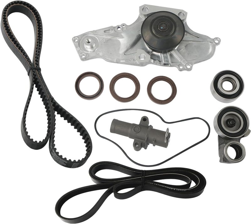 CYTROBE TKH002 Timing Belt Kit with Water Pump Compatible with 03-18 Honda Accord Crosstour Pilot Odyssey Ridgeline, Acura MDX RDX RL TL TSX ZDX, Saturn Vue 3.0L 3.2L 3.5L 3.7L Replaces TCKWP329 19200-RDV-J01 - Image 1